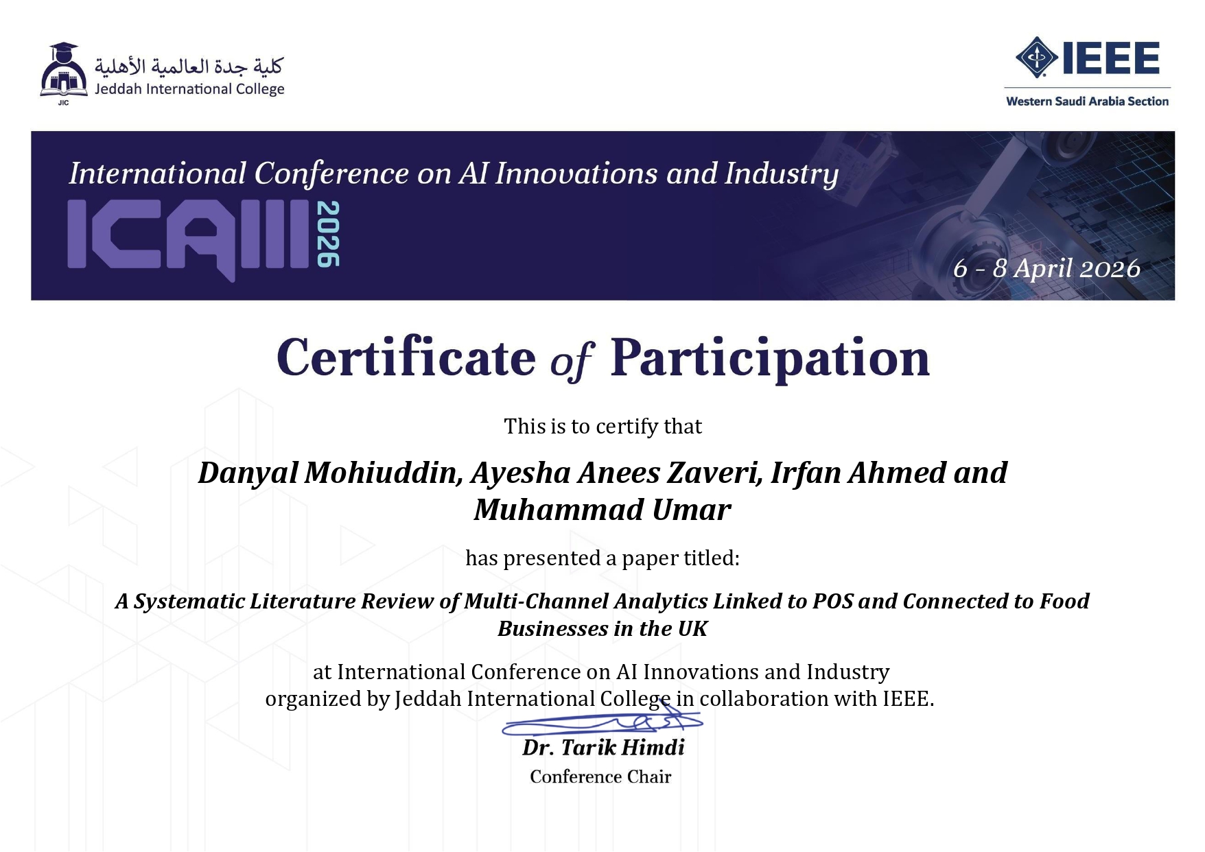 Certificate of Participation
